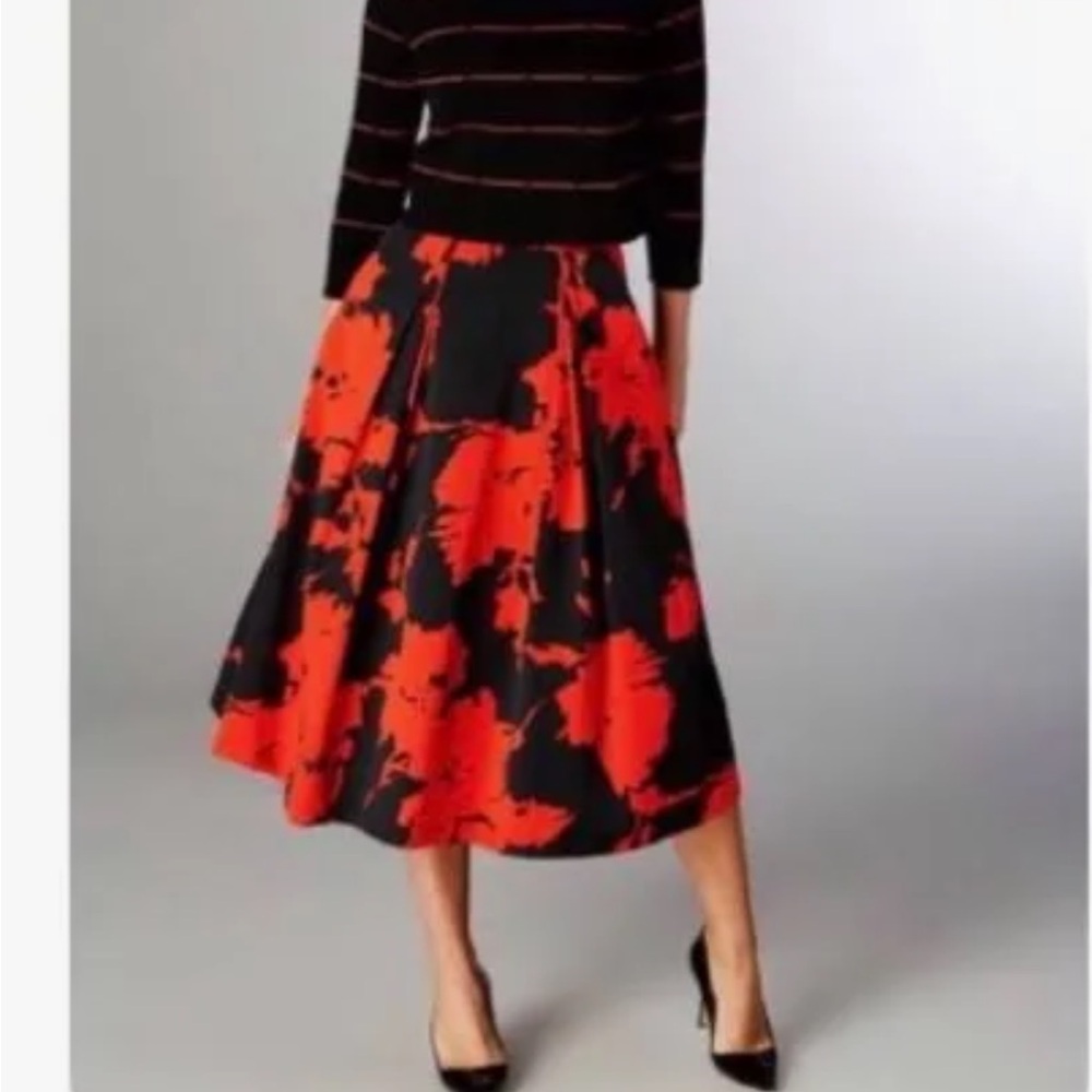 Carlisle Red A-Line Midi Skirt